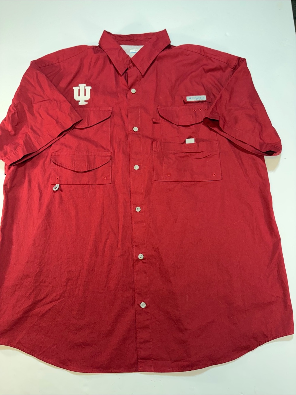 Columbia PFG Indiana University Red Button Up Fishing Shirt XL